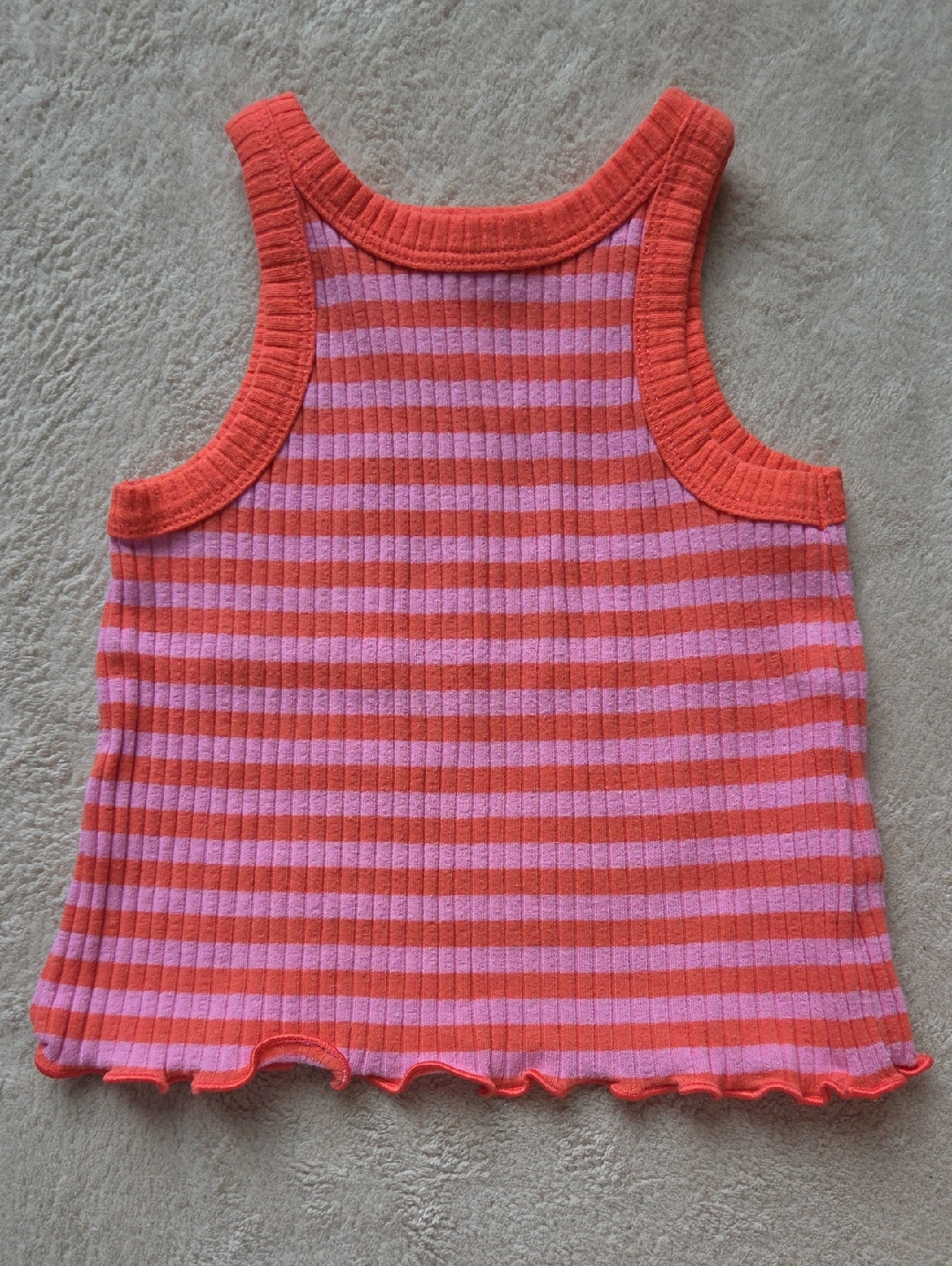 Cat & Jack Pink And Orange Ribbed Striped Tank 12m